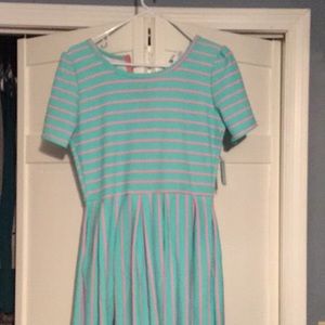 Lularoe Amelia dress in mint/cotton candy L